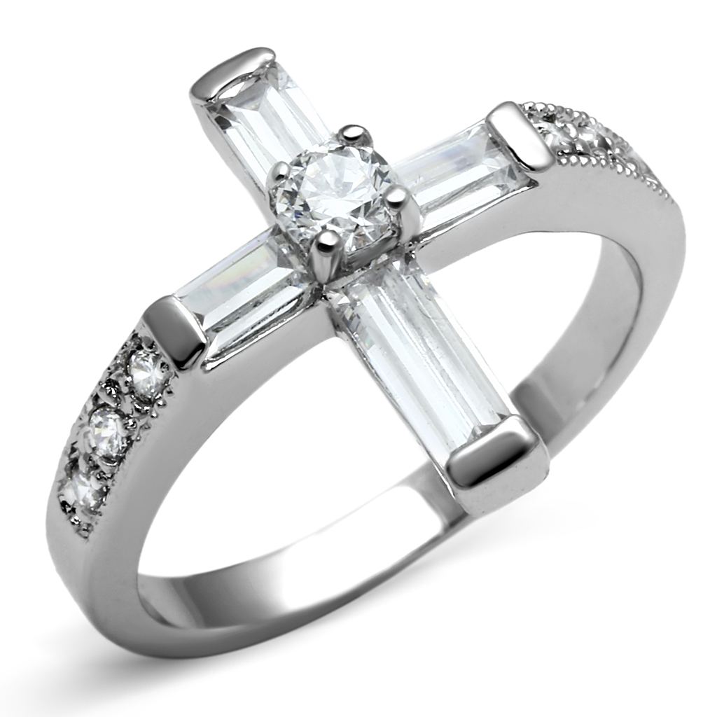 TK2871 - Stainless Steel Ring High polished (no plating) Women AAA Grade CZ Clear