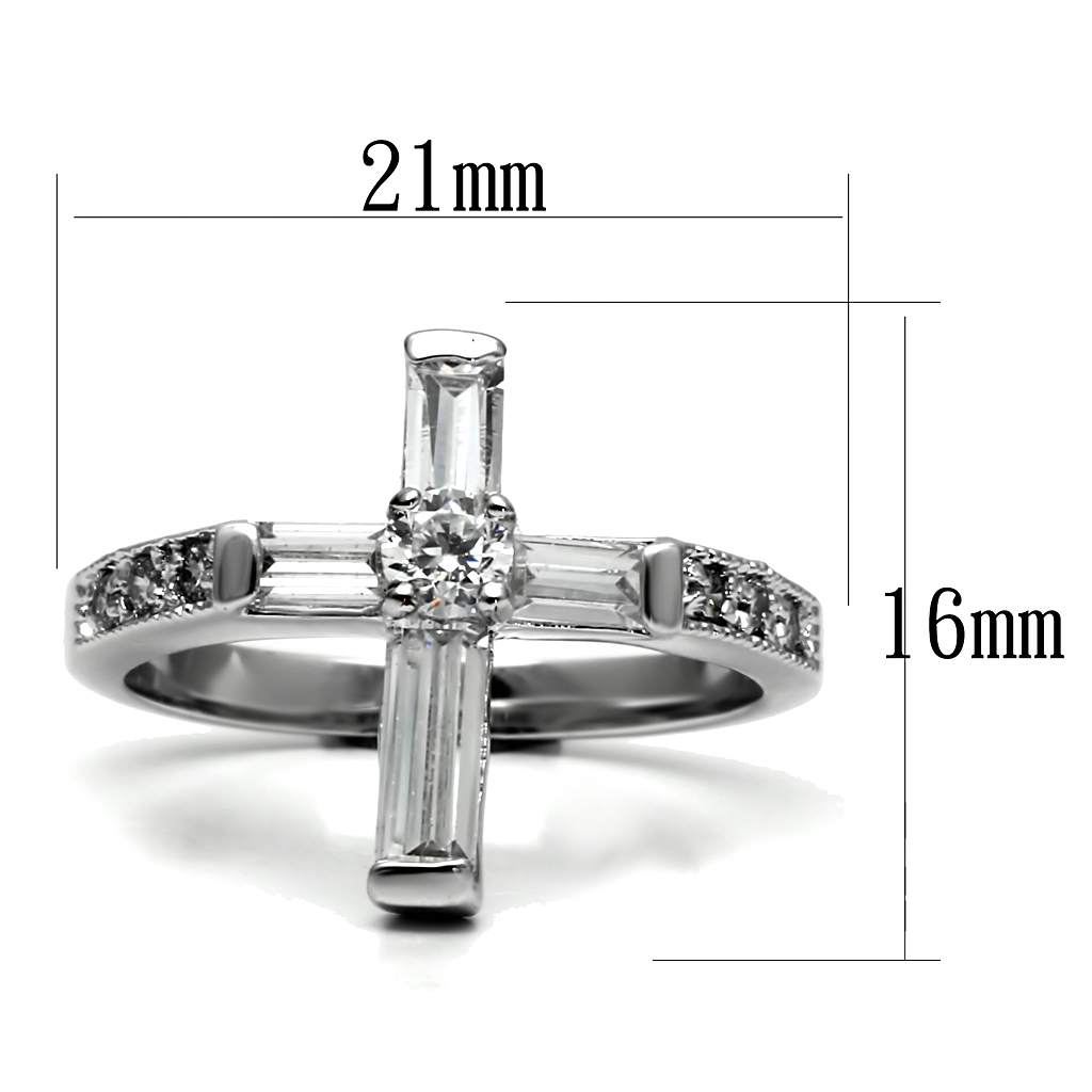 TK2871 - Stainless Steel Ring High polished (no plating) Women AAA Grade CZ Clear