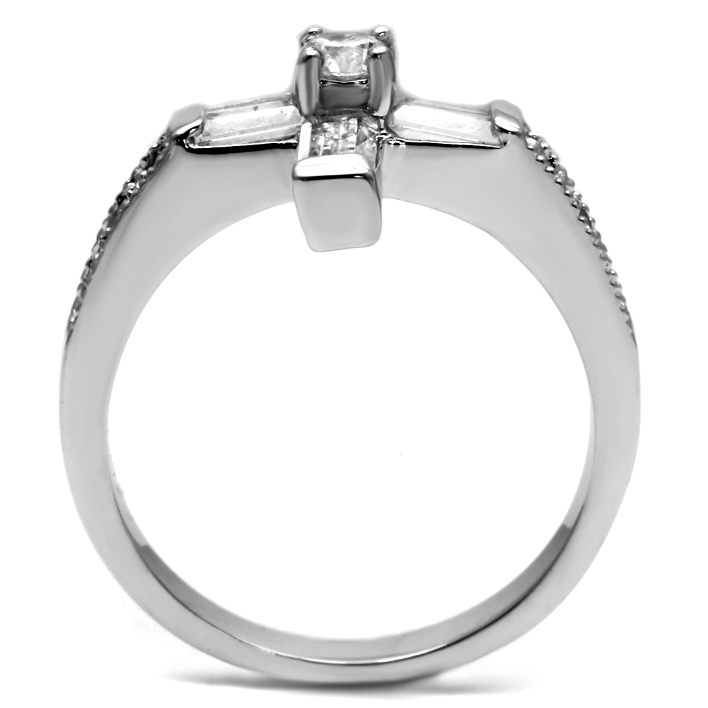 TK2871 - Stainless Steel Ring High polished (no plating) Women AAA Grade CZ Clear