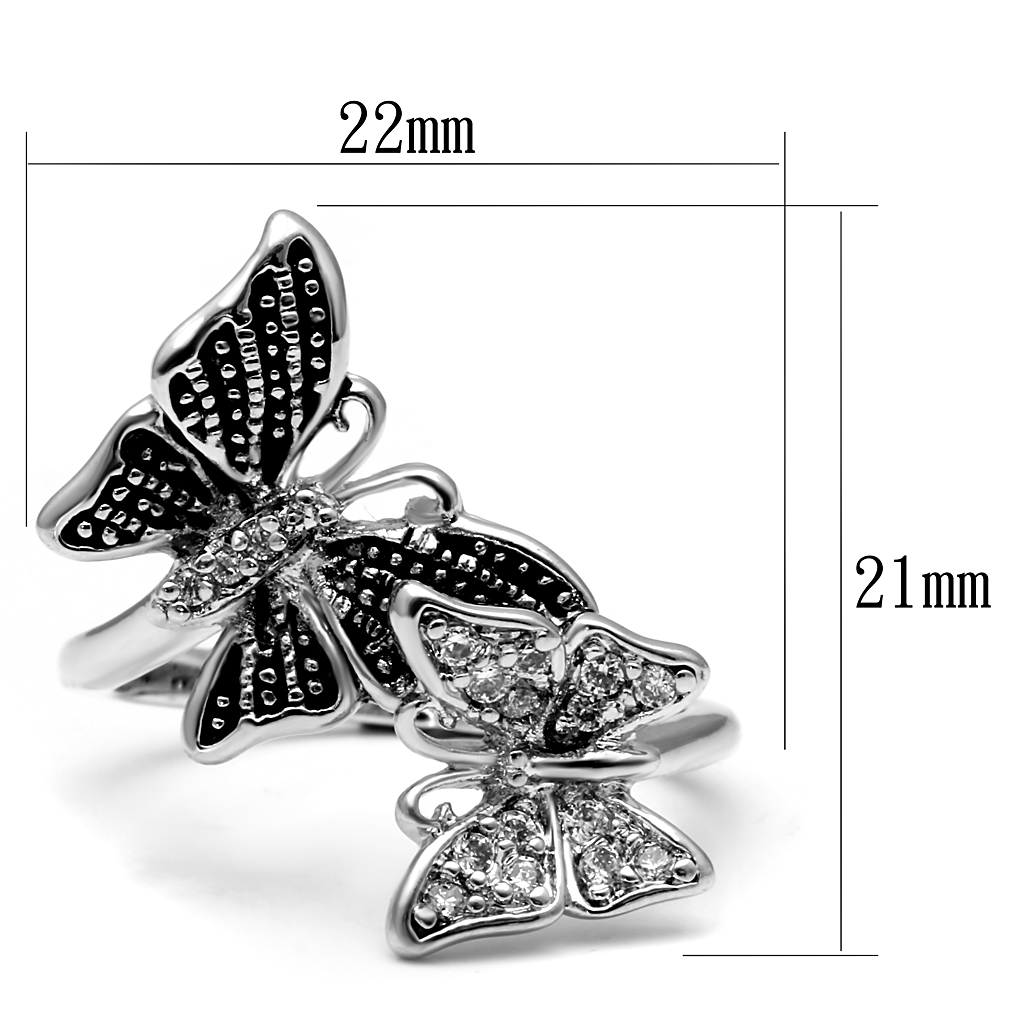 TK2874 - Stainless Steel Ring High polished (no plating) Women AAA Grade CZ Clear