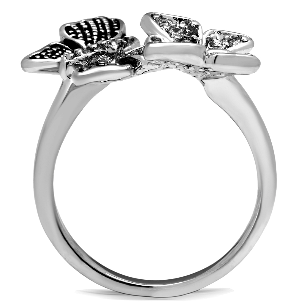 TK2874 - Stainless Steel Ring High polished (no plating) Women AAA Grade CZ Clear