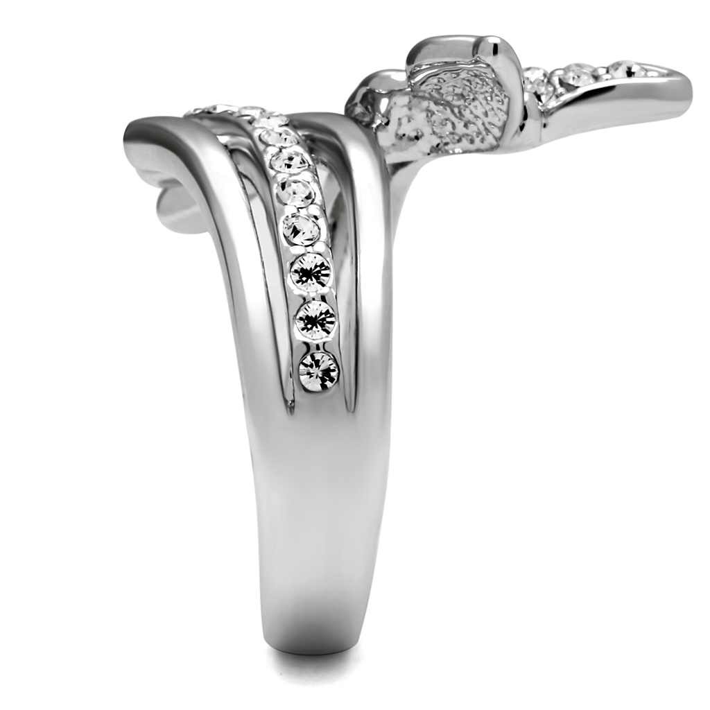 TK2875 - Stainless Steel Ring High polished (no plating) Women AAA Grade CZ Clear