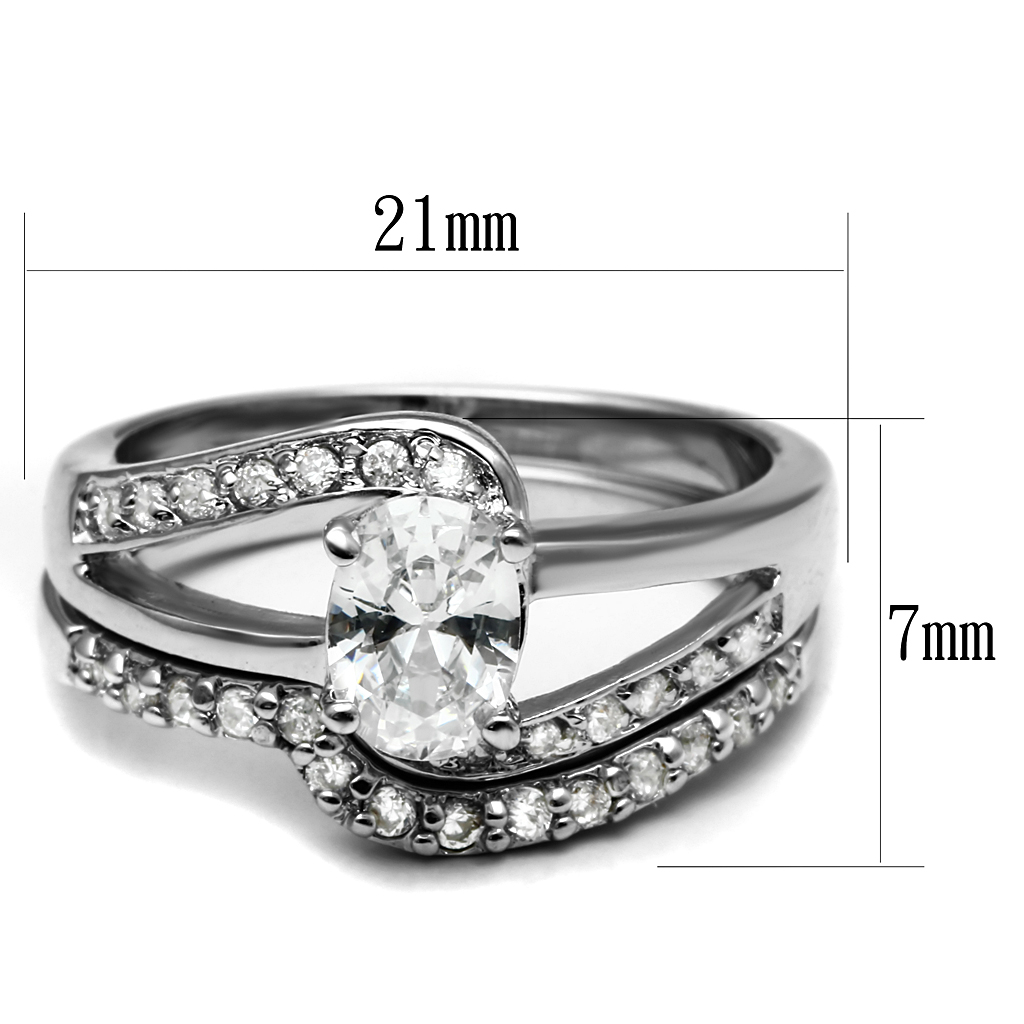 TK2879 - Stainless Steel Ring High polished (no plating) Women AAA Grade CZ Clear