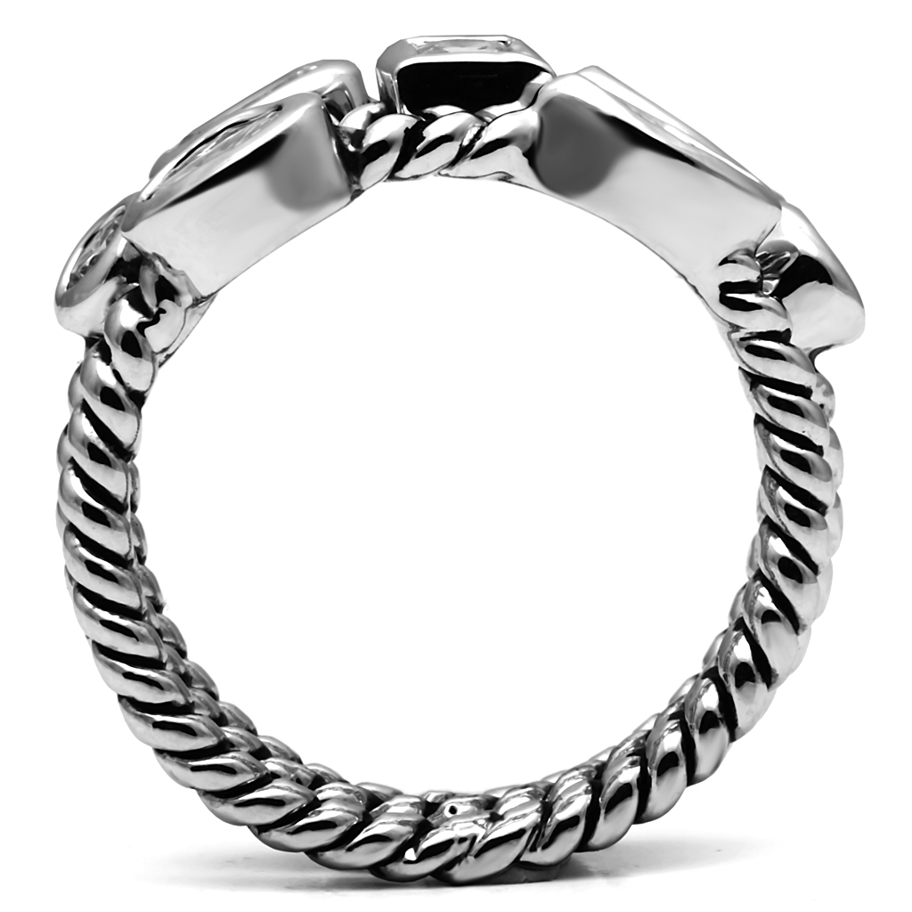 TK2880 - Stainless Steel Ring High polished (no plating) Women AAA Grade CZ Clear