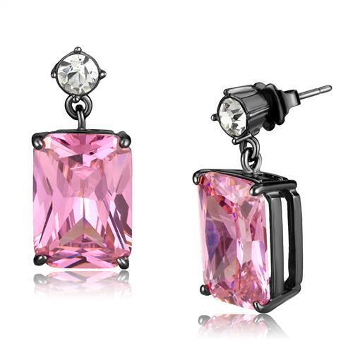 TK2892 - Stainless Steel Earrings IP Light Black  (IP Gun) Women AAA Grade CZ Rose