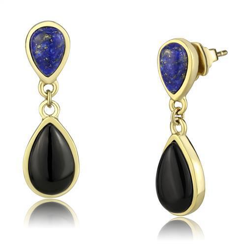 TK2893 - Stainless Steel Earrings IP Gold(Ion Plating) Women Semi-Precious Jet