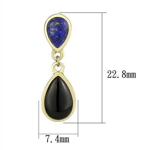 TK2893 - Stainless Steel Earrings IP Gold(Ion Plating) Women Semi-Precious Jet