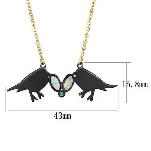 TK2895 - Stainless Steel Necklace IP Gold+ IP Black (Ion Plating) Women Semi-Precious Aurora Borealis (Rainbow Effect)