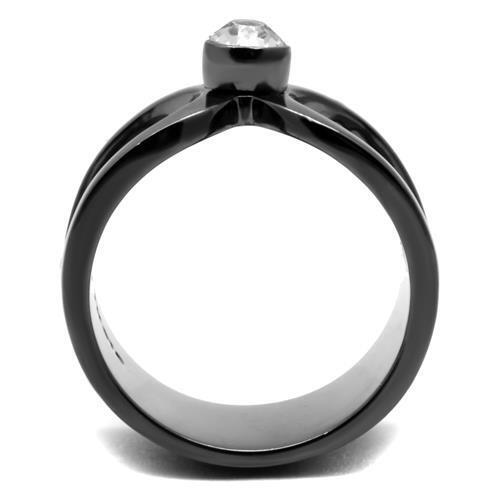 TK2897 - Stainless Steel Ring IP Light Black  (IP Gun) Men Top Grade Crystal Clear