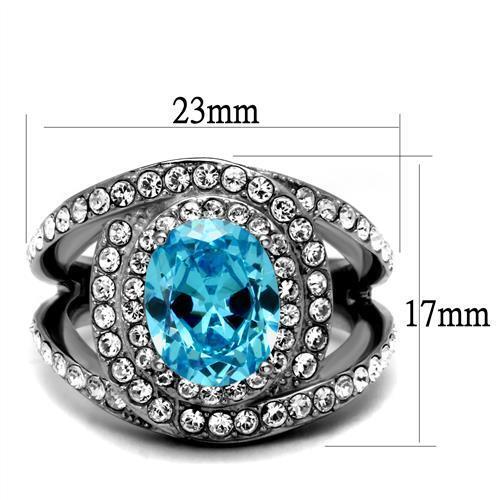 TK2900 - Stainless Steel Ring High polished (no plating) Women Synthetic Sea Blue