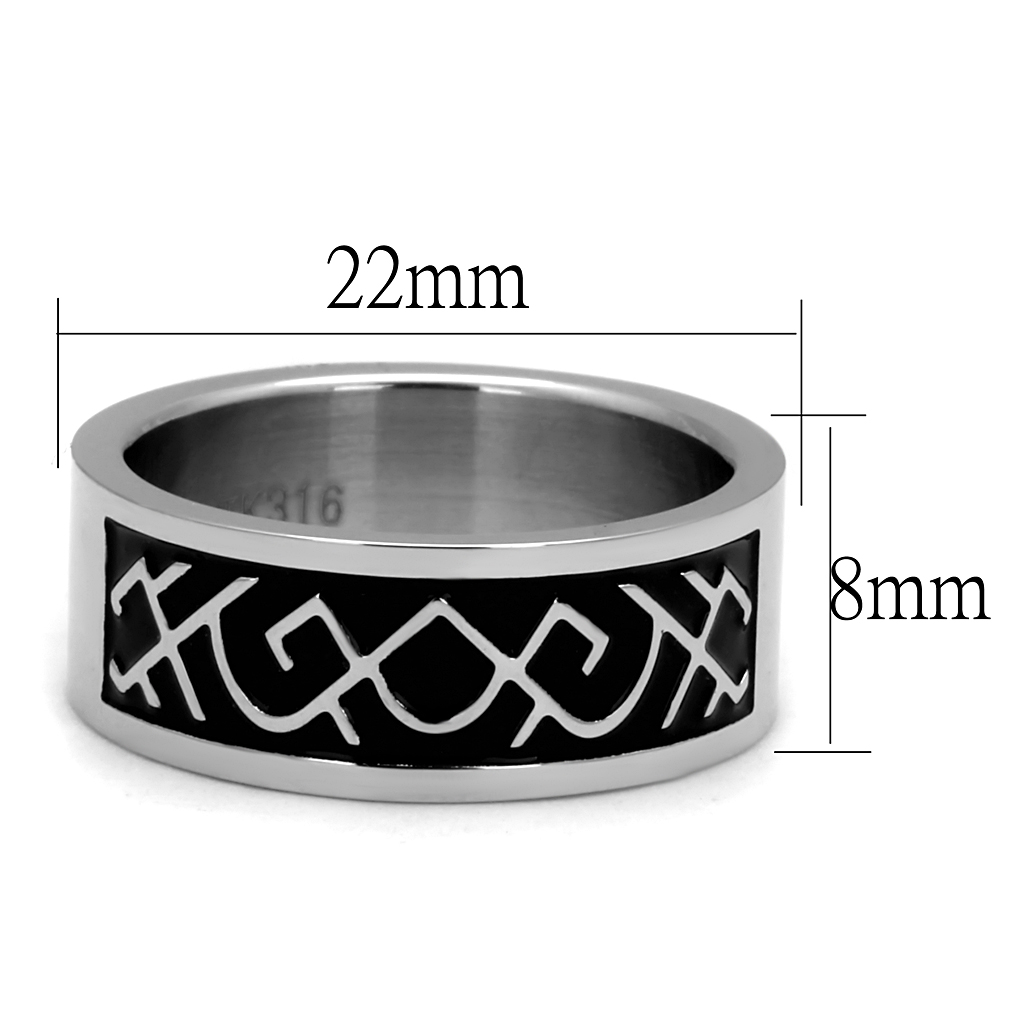 TK2921 - Stainless Steel Ring High polished (no plating) Men Epoxy Jet