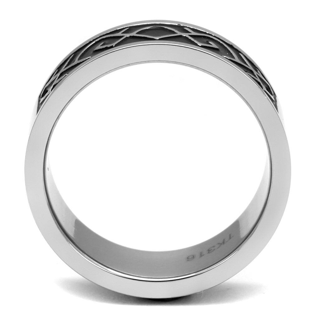 TK2921 - Stainless Steel Ring High polished (no plating) Men Epoxy Jet