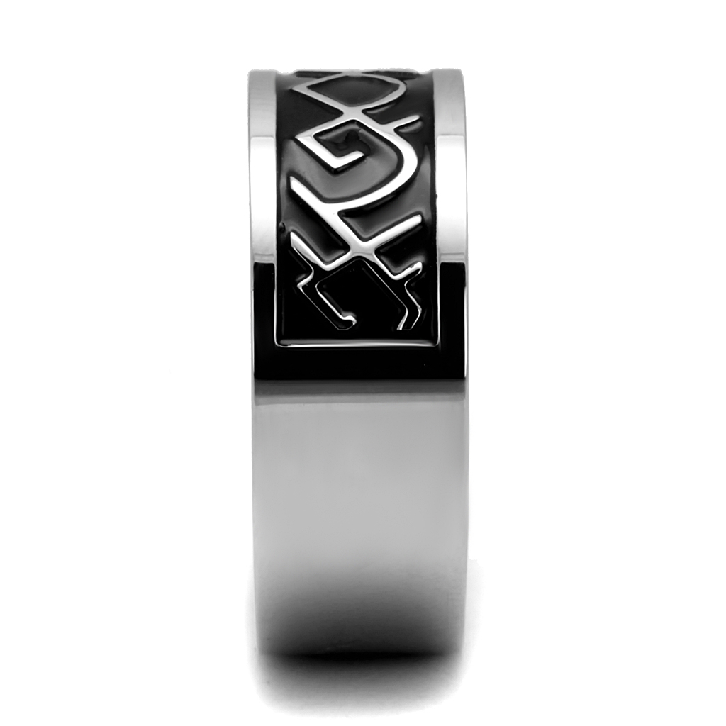 TK2921 - Stainless Steel Ring High polished (no plating) Men Epoxy Jet