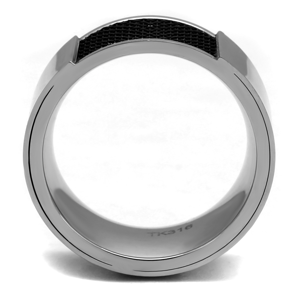 TK2923 - Stainless Steel Ring High polished (no plating) Men Epoxy Jet