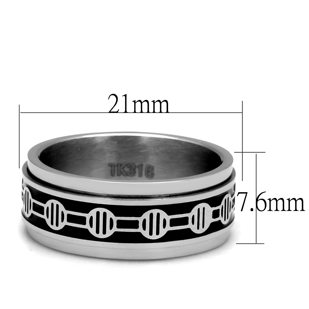 TK2924 - Stainless Steel Ring High polished (no plating) Men Epoxy Jet