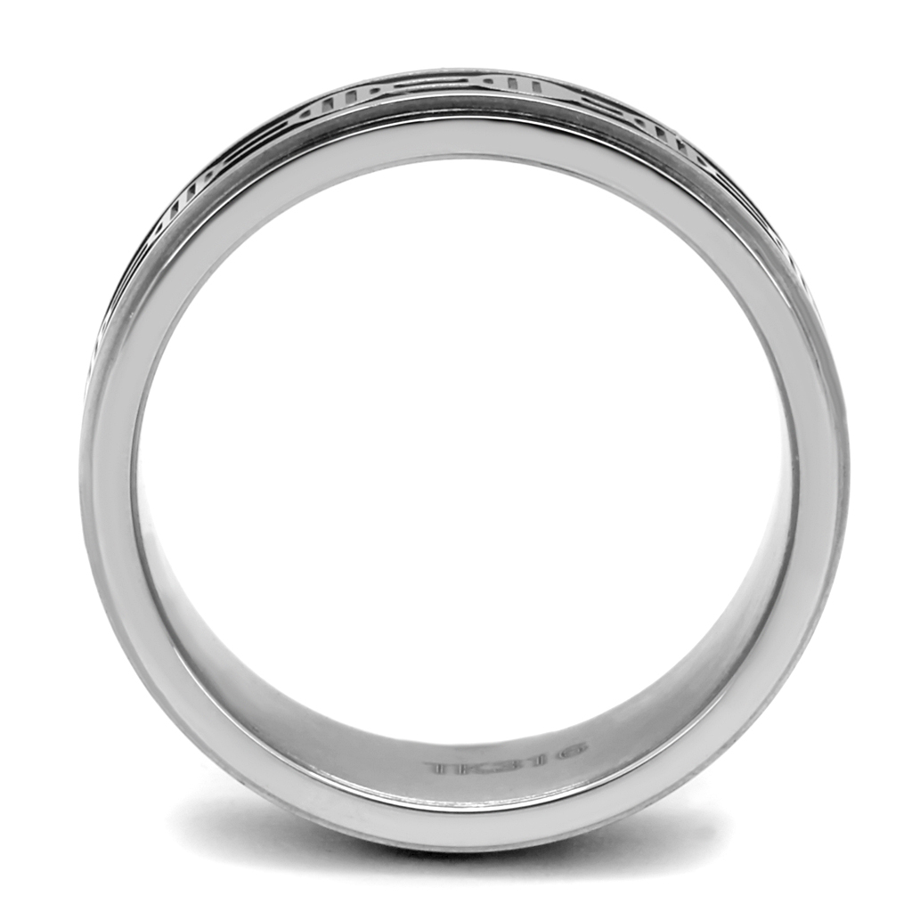 TK2924 - Stainless Steel Ring High polished (no plating) Men Epoxy Jet