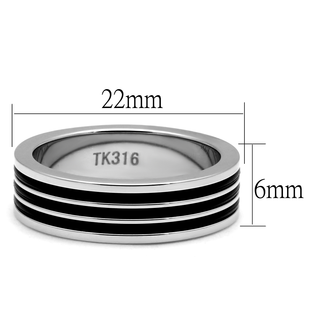 TK2925 - Stainless Steel Ring High polished (no plating) Men Epoxy Jet