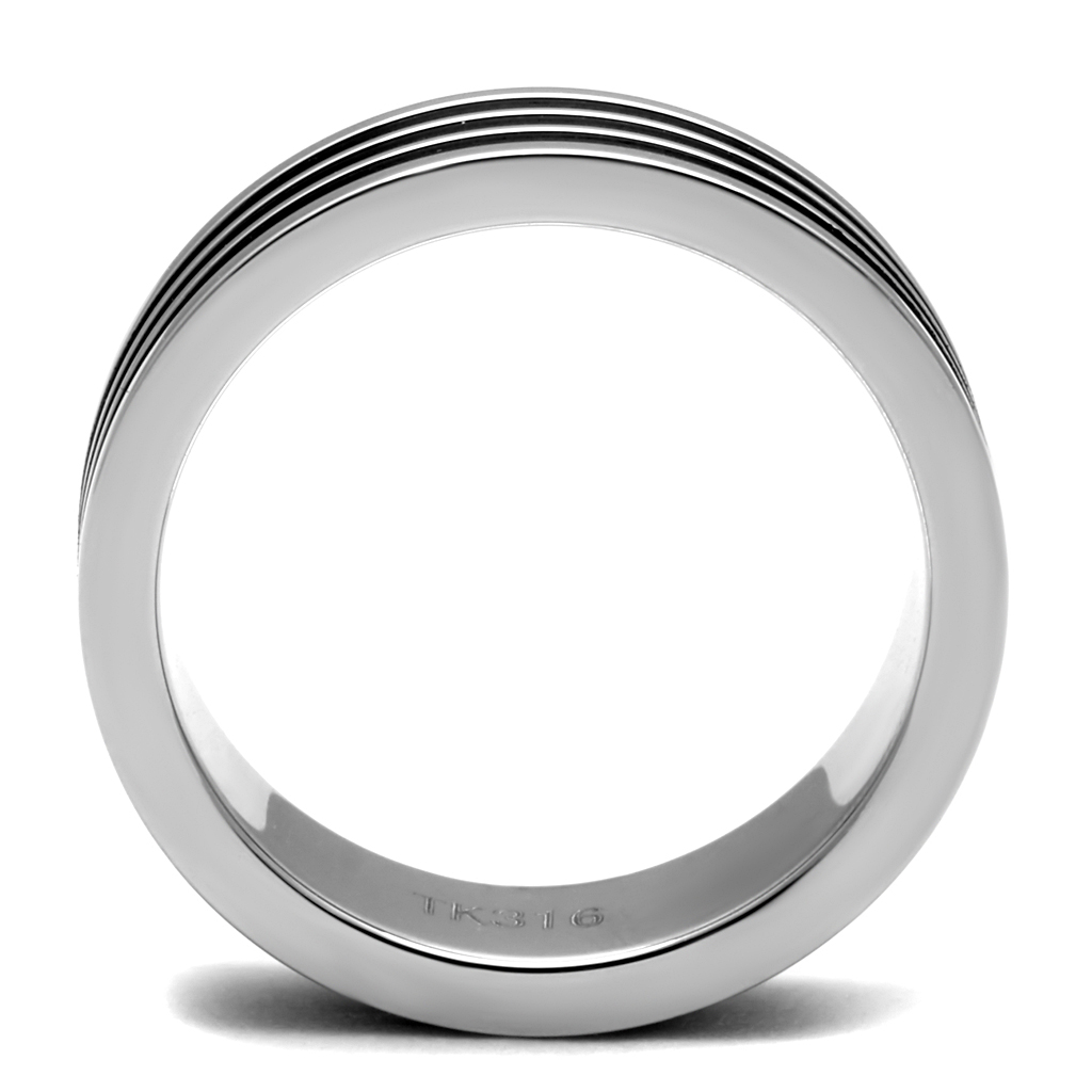 TK2925 - Stainless Steel Ring High polished (no plating) Men Epoxy Jet