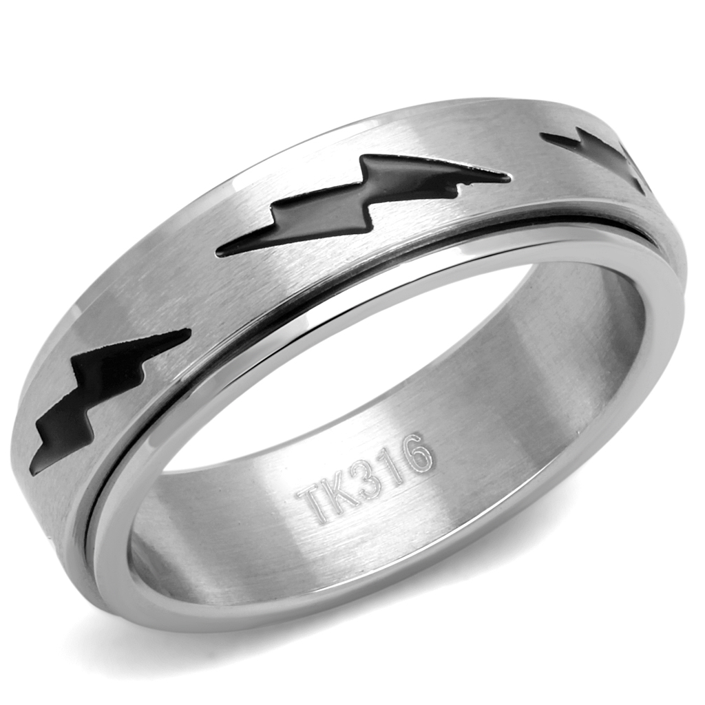 TK2926 - Stainless Steel Ring High polished (no plating) Men Epoxy Jet