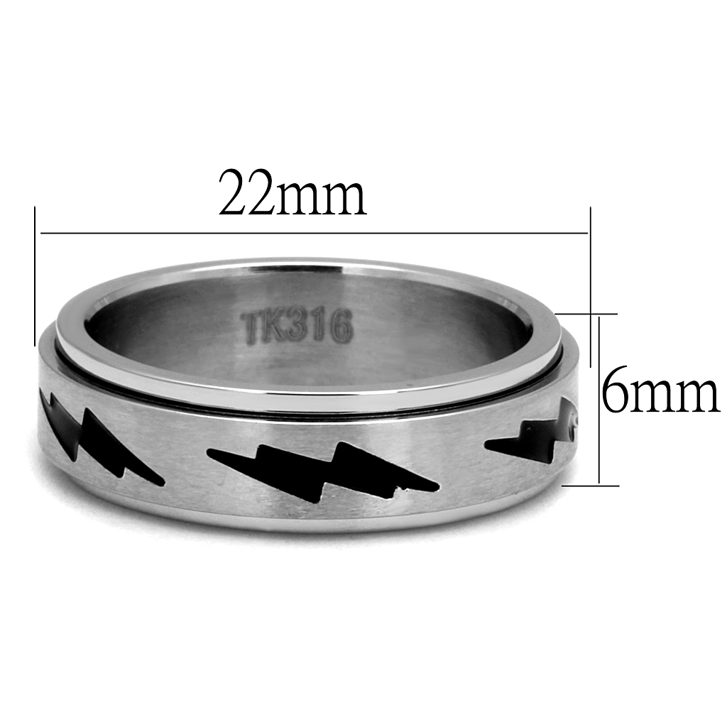 TK2926 - Stainless Steel Ring High polished (no plating) Men Epoxy Jet