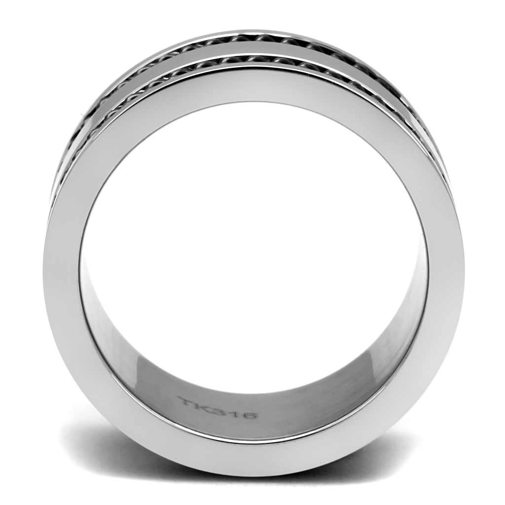 TK2927 - Stainless Steel Ring High polished (no plating) Men Epoxy Jet