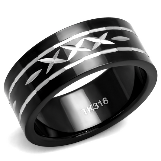 TK2928 - Stainless Steel Ring Two-Tone IP Black (Ion Plating) Men No Stone No Stone