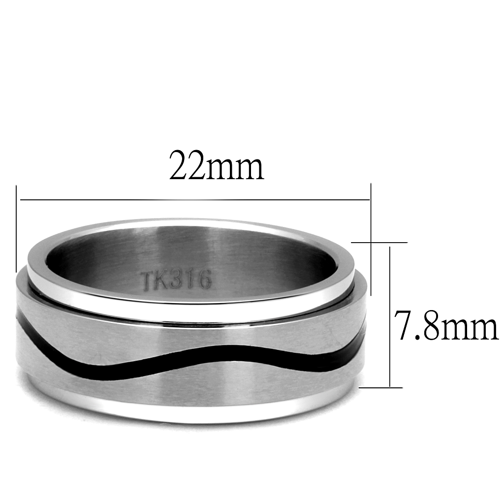 TK2929 - Stainless Steel Ring High polished (no plating) Men Epoxy Jet