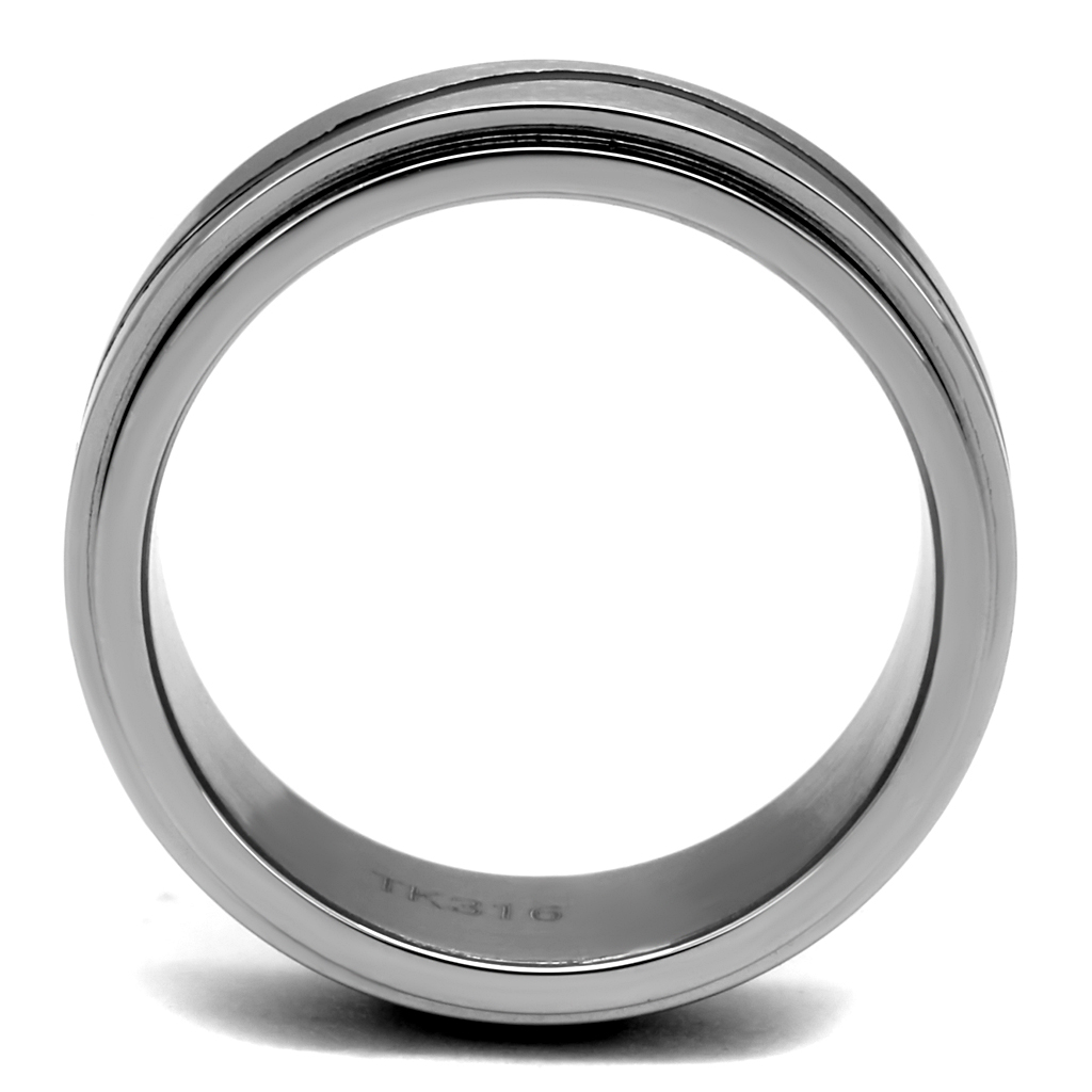 TK2929 - Stainless Steel Ring High polished (no plating) Men Epoxy Jet