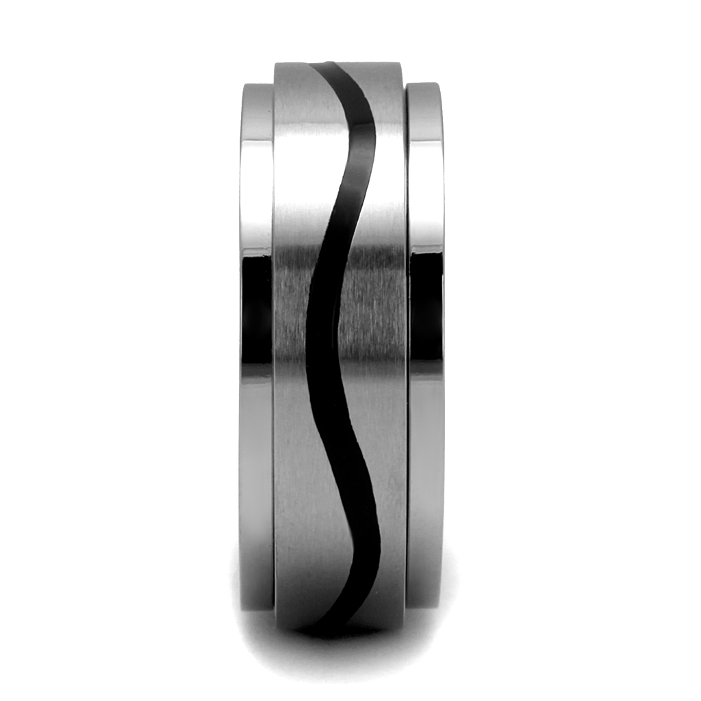 TK2929 - Stainless Steel Ring High polished (no plating) Men Epoxy Jet