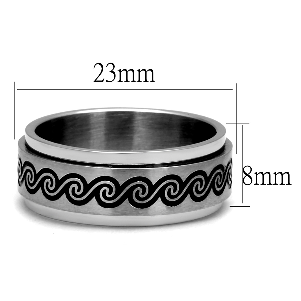 TK2930 - Stainless Steel Ring High polished (no plating) Men Epoxy Jet