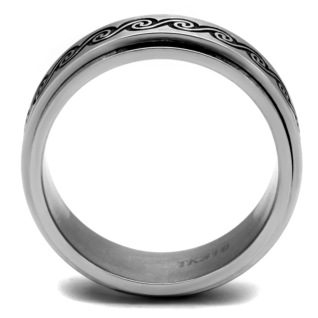 TK2930 - Stainless Steel Ring High polished (no plating) Men Epoxy Jet