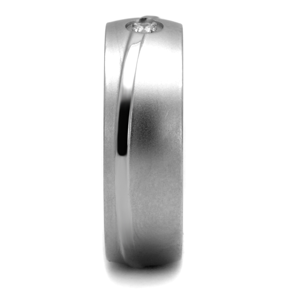 TK2931 - Stainless Steel Ring High polished (no plating) Men AAA Grade CZ Clear