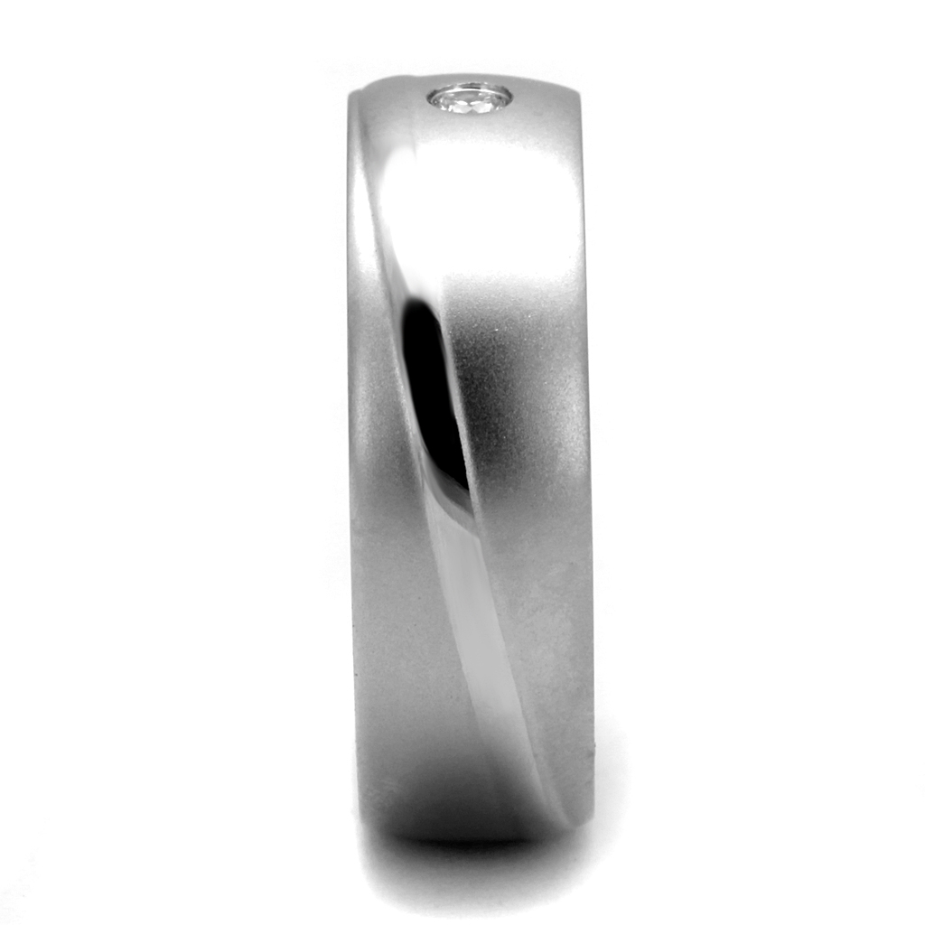 TK2932 - Stainless Steel Ring High polished (no plating) Men AAA Grade CZ Clear