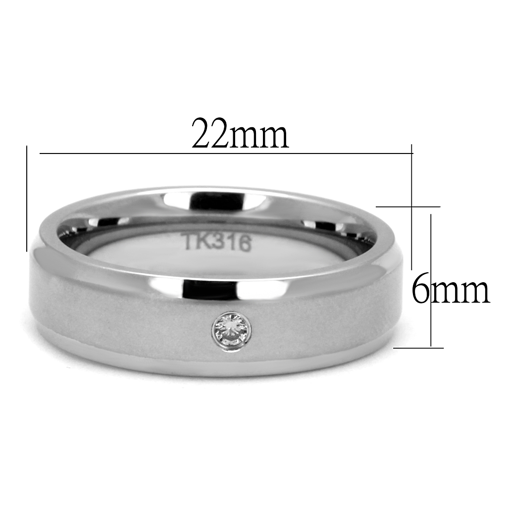 TK2934 - Stainless Steel Ring High polished (no plating) Men AAA Grade CZ Clear