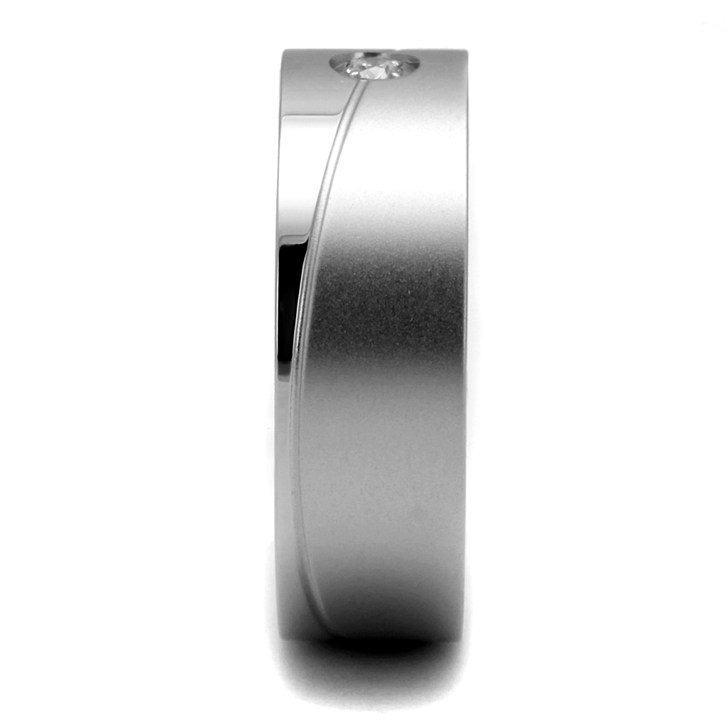 TK2937 - Stainless Steel Ring High polished (no plating) Men AAA Grade CZ Clear