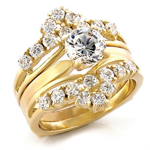 TK2948 - Stainless Steel Ring IP Gold(Ion Plating) Women AAA Grade CZ Clear