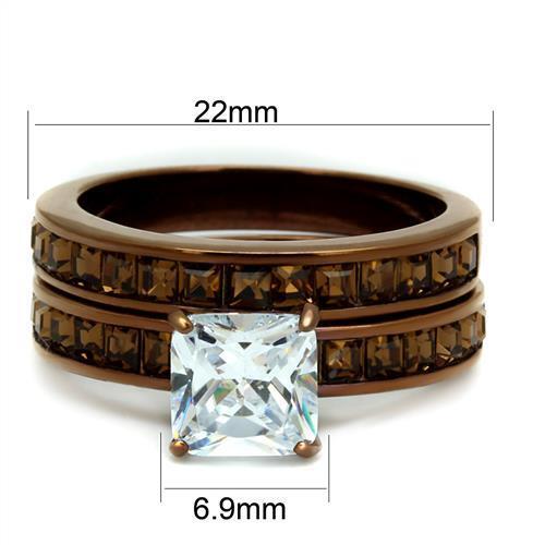 TK2954 - Stainless Steel Ring IP Coffee light Women AAA Grade CZ Clear