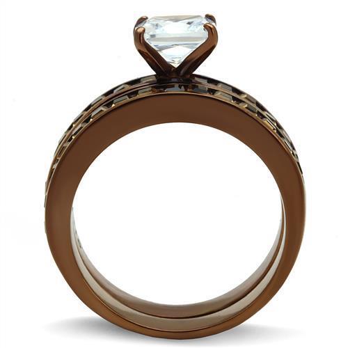 TK2954 - Stainless Steel Ring IP Coffee light Women AAA Grade CZ Clear