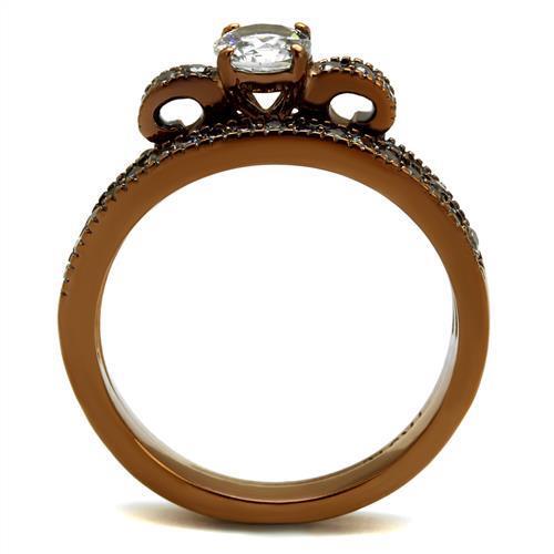 TK2955 - Stainless Steel Ring IP Coffee light Women AAA Grade CZ Clear