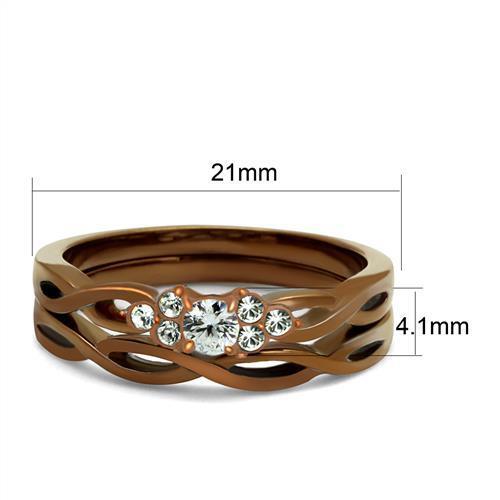 TK2963 - Stainless Steel Ring IP Coffee light Women AAA Grade CZ Clear