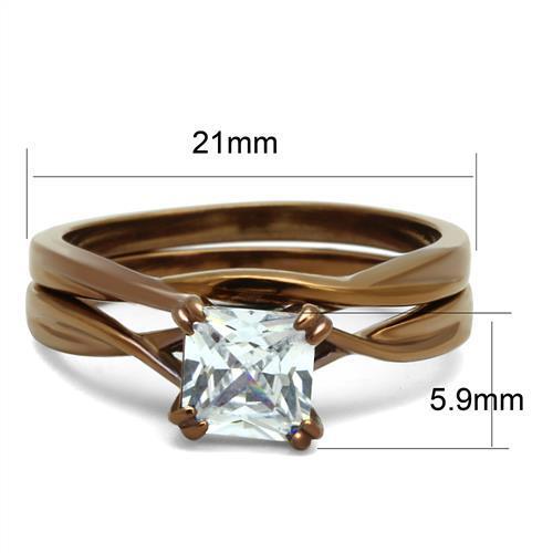 TK2964 - Stainless Steel Ring IP Coffee light Women AAA Grade CZ Clear