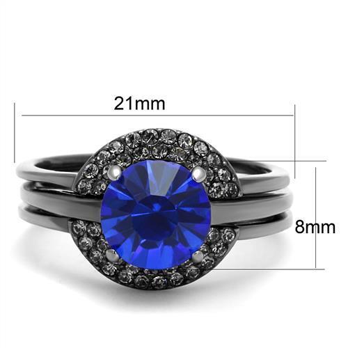 TK2969 - Stainless Steel Ring IP Light Black  (IP Gun) Women Top Grade Crystal Sapphire