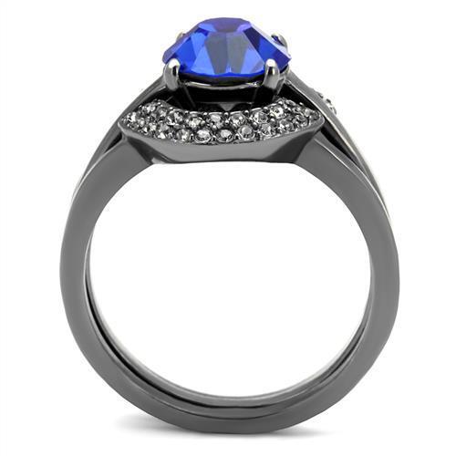 TK2969 - Stainless Steel Ring IP Light Black  (IP Gun) Women Top Grade Crystal Sapphire