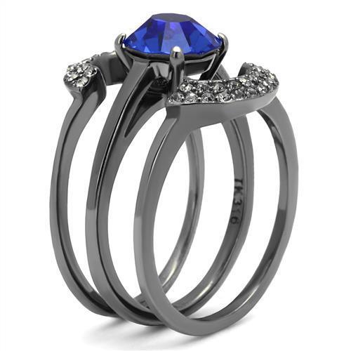 TK2969 - Stainless Steel Ring IP Light Black  (IP Gun) Women Top Grade Crystal Sapphire