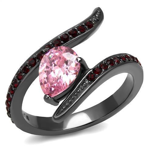 TK2972 - Stainless Steel Ring IP Light Black  (IP Gun) Women AAA Grade CZ Rose