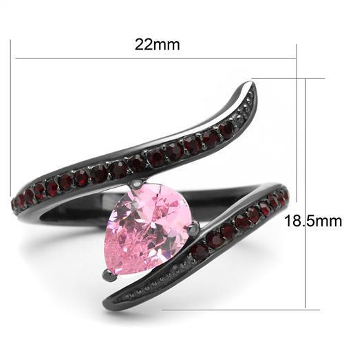 TK2972 - Stainless Steel Ring IP Light Black  (IP Gun) Women AAA Grade CZ Rose