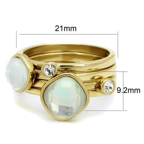 TK2975 - Stainless Steel Ring IP Gold(Ion Plating) Women Synthetic White