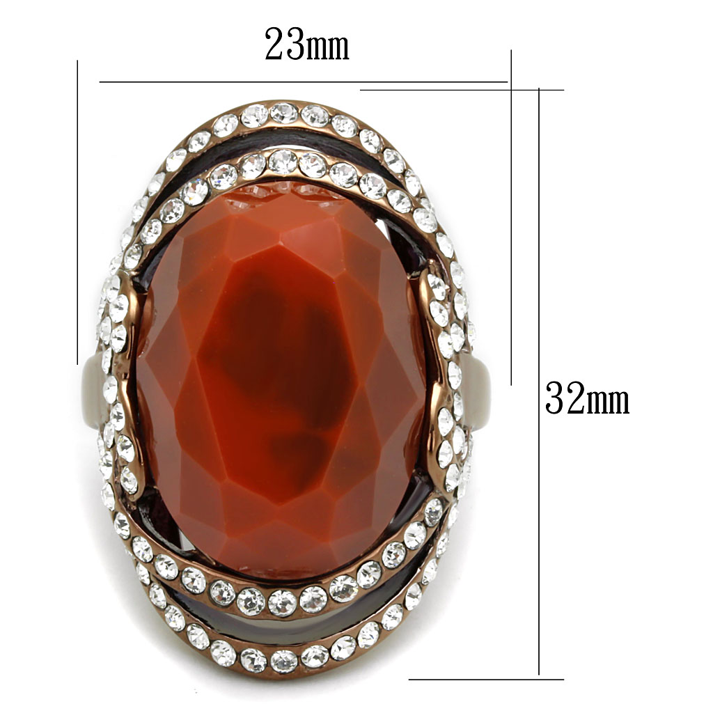 TK2984 - Stainless Steel Ring IP Coffee light Women Synthetic Orange