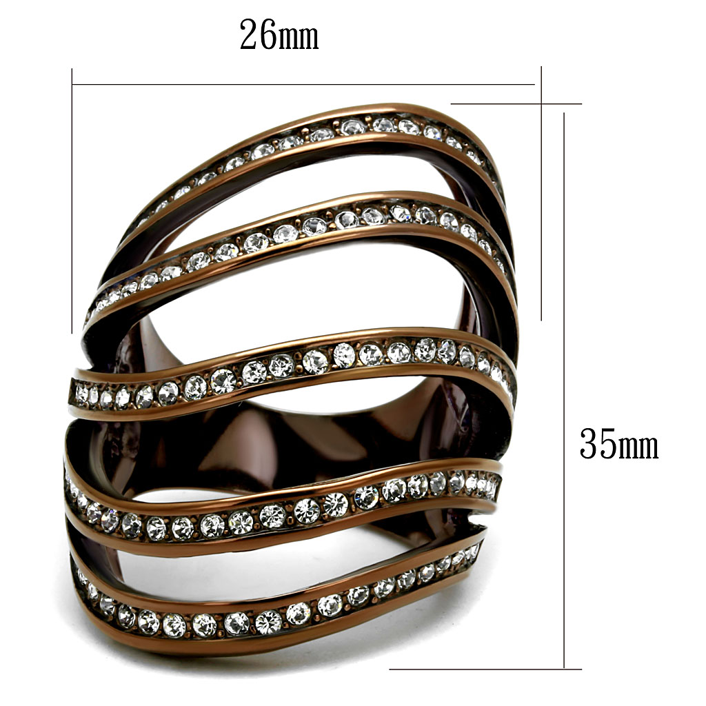 TK2985 - Stainless Steel Ring IP Coffee light Women Top Grade Crystal Clear