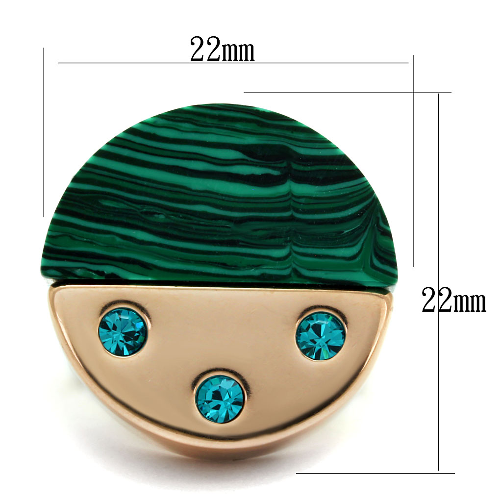 TK2986 - Stainless Steel Ring IP Rose Gold(Ion Plating) Women Synthetic Emerald